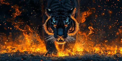Broderie diamant 5D grand format tigre de luxe 90x180cm