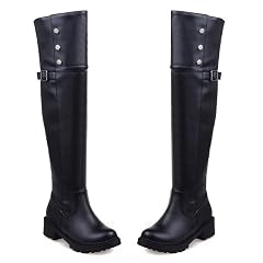 Womens Thigh High Boots Thick Heel with Side Zipper Dress Party Platform Over The Knee Boots for Women