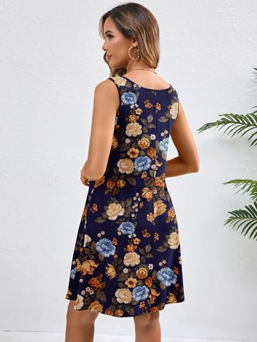 Image of Heymoments Women's Summer Sleeveless Crewneck Dresses Casual Loose Fitted Tank Sundress with Pockets
