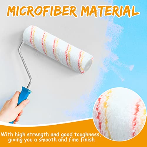 Irenare 48 Pack Paint Roller Covers 9 x 1/2 Inch Microfiber Paint Roller Covers Large Polyester Naps for Painting Walls Ceilings Home Painting Supplies (Yellow,Red)