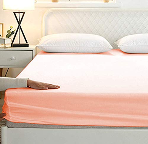 Image of Sweet Dream's 750 Collection Egyptian Cotton Fitted Bedsheet 4 to 12 Inch Matress 15 inch Drop Queen Size Bed (60x72) Inches (5 by 6) Feet + 2 Pillow Covers (18x28), Peach (Bluss)