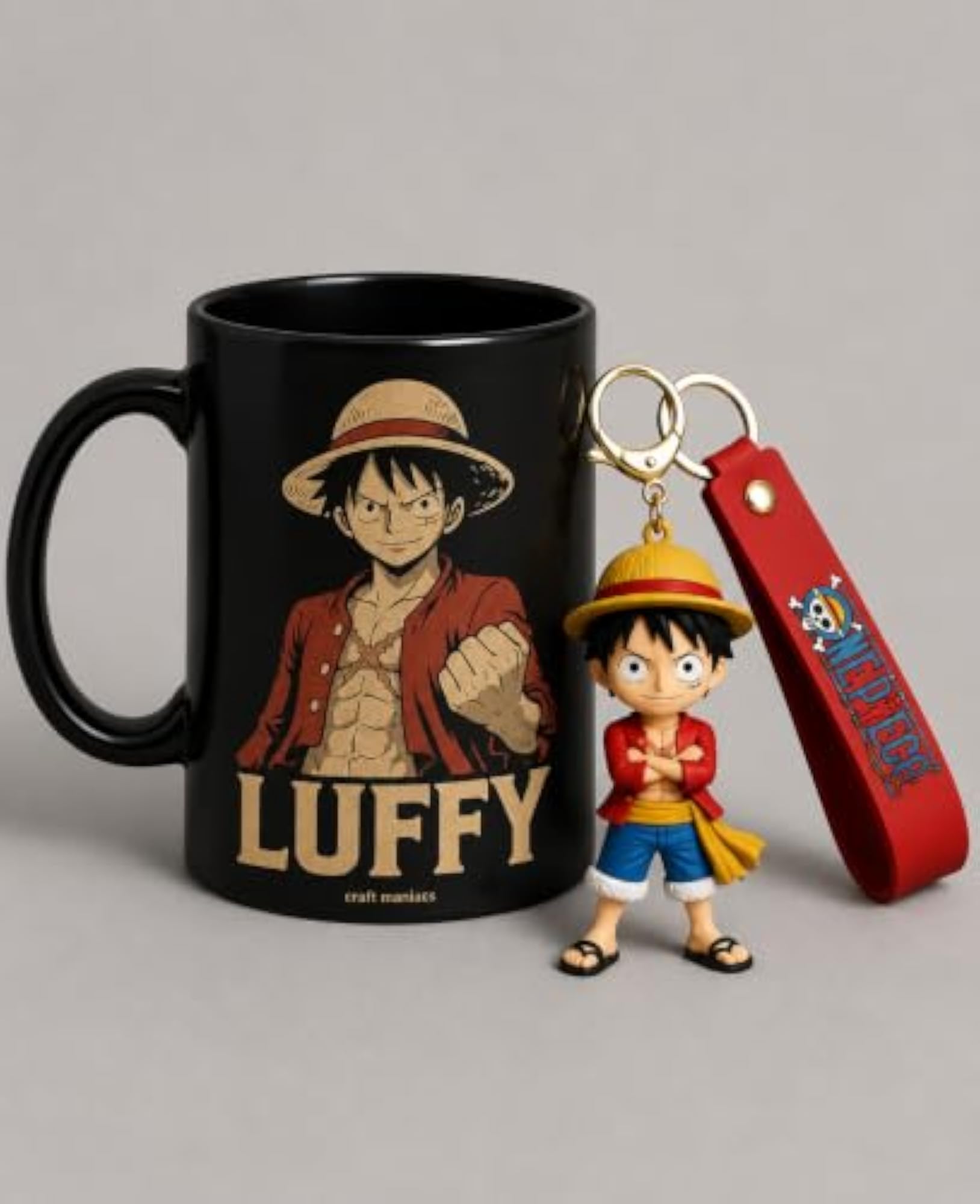 Anime Lovers Black Ceramic Mug with Silicon Keychain