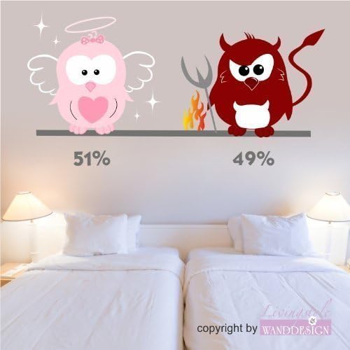Amazon Wall tattoo Angel & Devil Wall stickers Sky and Hell Owl