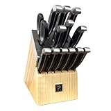 Henckels International Statement 14-pc Self-Sharpening Knife Block Set, 6 Steak Knives, Paring, Santoku, Bread, Chef’s Knife, & More, Natural Block Color