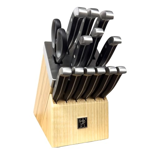 Image of Henckels International Statement 14-pc Self-Sharpening Knife Block Set, 6 Steak Knives, Paring, Santoku, Bread, Chef's Knife, & More, Natural Block Color