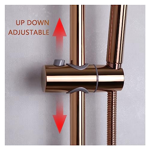 Ensemble de Douche Or Rose avec Barre Inox Douchette Laiton et Tuyau 1,5m