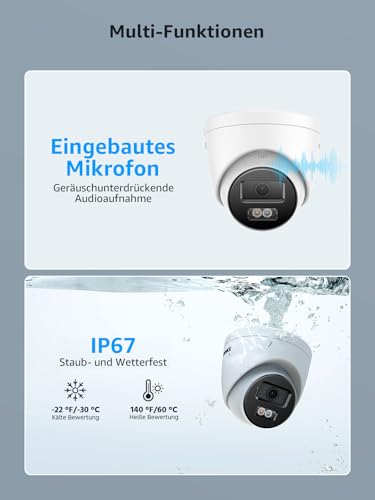 ANNKE H800 4K PoE Überwachungskamera Set, 8CH 12MP PoE NVR mit 2TB HDD, 4PCS PoE IP Kameras Eingebaut Audioaufnahme, KI Person-/Fahrzeugerkennung, IP67 Wetterfest, 512GB TF Karte, Fernzugriff, H.265+