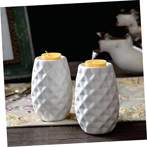 Coheali Taper Candle Holders Candlestick Holders For Taper Candles Home Decoration Pineapple Shaped Candlestick Votive Candle Holder Creative Desktop Adornment Tea Light Decorate Set White #TOP6