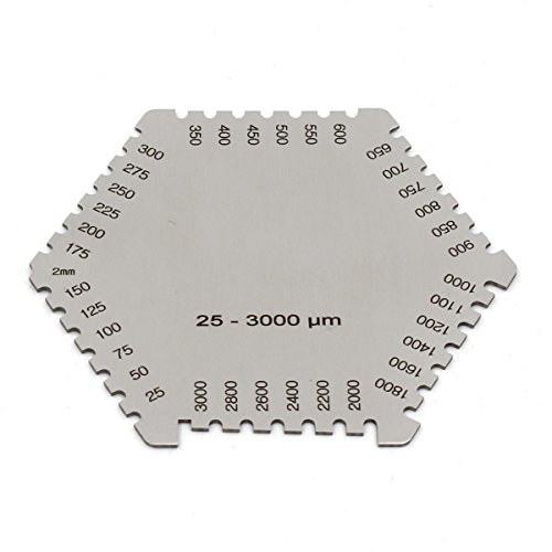 Medidor de Espesor de Película Húmeda para Soldadura, Rango 25-3000 μm, Herramienta Hexagonal de Inspección de Grosor de Pintura miniatura 1