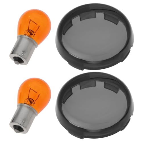OTOTEC 2 Pièces Set de Caches de Lentilles de Clignotant de Fumée pour Moto avec Ampoules Ambrées Bullet Compatible avec Harley-Davidson 00-22 et Compatible...