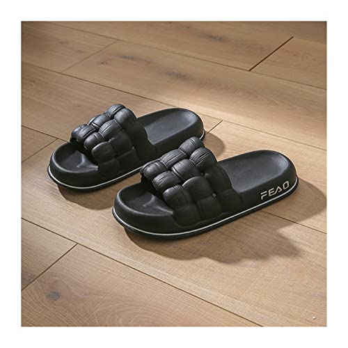 Sandalias Sandalias Mujer Verano Moda Hombres Pareja hogar baño Interior Exterior Zapatillas Verano fácil de Poner o Quitar (Color : Negro, Size : 36-37)