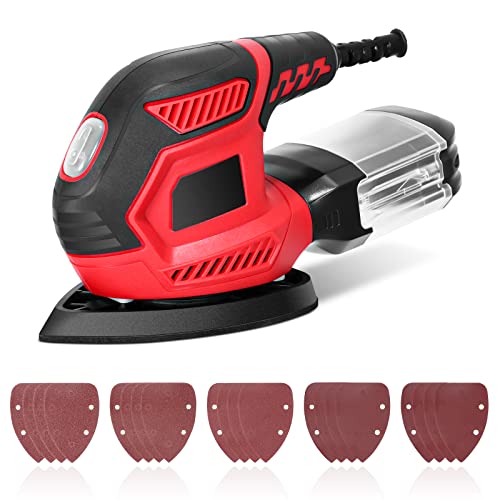Karlak Detail Sander 1.6A 200W 14000 Opm Compact Sander Efficient Dust Collection System With 2Pcs Polishing Pads & 20Pcs Sandpapers For Tight Spaces Sanding/Polishing In Home Decoration & Diy #TOP1