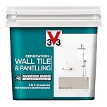 V33 Renovation Wall Tile & Panelling Paint - No Undercoat Needed - For High Moisture Surfaces - Resistant To Temperature Variations - Rye 750ml