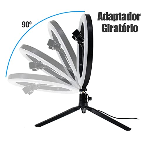 Andoer Anel de LED de 10 polegadas com suporte de telefone Suporte para telefone Controle remoto 320