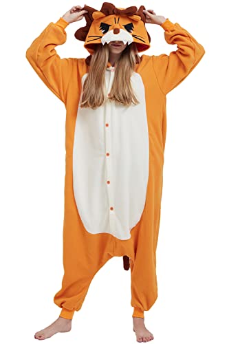DarkCom Unisex Adulto Cosplay León Animal Onesie Kigurumi Disfraces One Piece Pijamas Carnaval Ropa de Dormir S