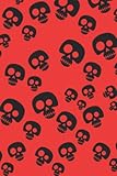  222 Seiten, Notizbuch, Notizheft , Notizblock, Notes, etwas größer als DIN A5 - TOP Geschenkidee– 111 Blatt – gepunktet – dotted grid – Punkteraster - ... Format - skulls Skull Schädel Totenkopf rot
