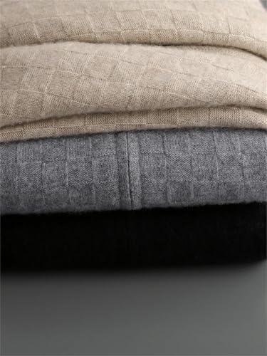 Men Soft Simple Long Sleeve Zipper Solid Cashmere Sweater Thick Warm Casual Mock Neck Plaid Cardigan2