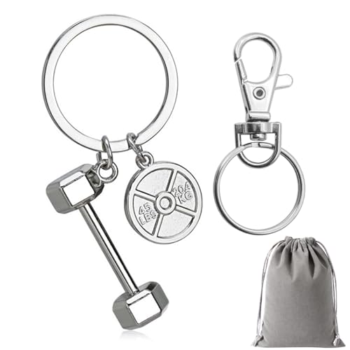 GENSMILE Portachiavi a forma di haltere da dono per uomini e donne - Portachiavi con piastre da bilanciere 3D per body builder, per l'allenamento di forza, accessori fitness, portachiavi sportivi