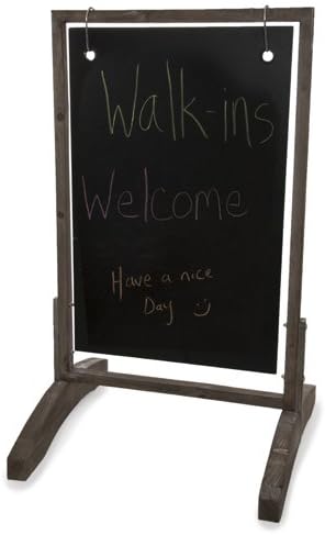 The Lucky Clover Trading Rustic Brown Swinging Wooden Chalkboard Display Sign