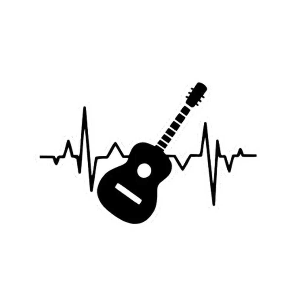 Guitar Heartbeat Matte Vinyl Decal Sticker for Cars Trucks Laptops Walls