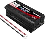 Cantonape 1200W/2400W(Peak) Car Power Inverter DC 12V to 110V AC Converter with LCD Display Dual AC Outlets and Dual USB Car Charger for Car Home Laptop Truck Black