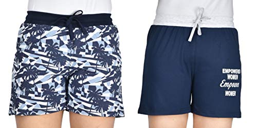 Image of Club A9 Womens 100% Organic Cotton Printed Regular Shorts - Pack of 2 (Multicolor)
