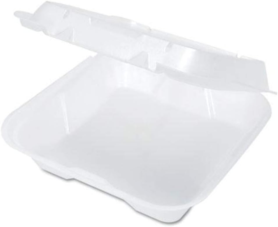 Genpak SN200V Snap-It Vented Foam Hinged Container White 9-1/4 x 9-1/4 x 3 100/Bag 2/CT