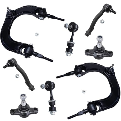 Image of Detroit Axle - 8pc Front End Suspension Kit for Hyundai Sonata XG300 XG350 Kia Optima Amanti Magentis, 2 Upper Control Arms 2 Lower Ball Joints 2 Outer Tie Rod Ends 2 Sway Bar Links Replacement