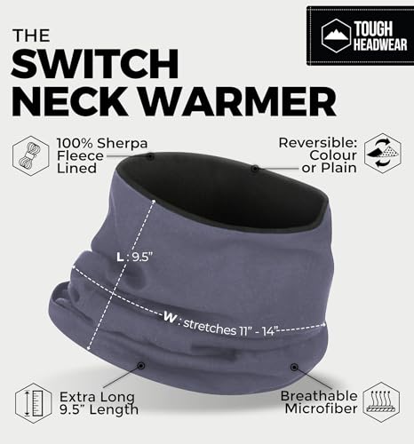 Image of Tough Headwear Swtich Winter Neck Gaiters For Men & Women, Fleece Neck Gaiter, Fleece Neck Warmer, Ski Gaiter - Reversible