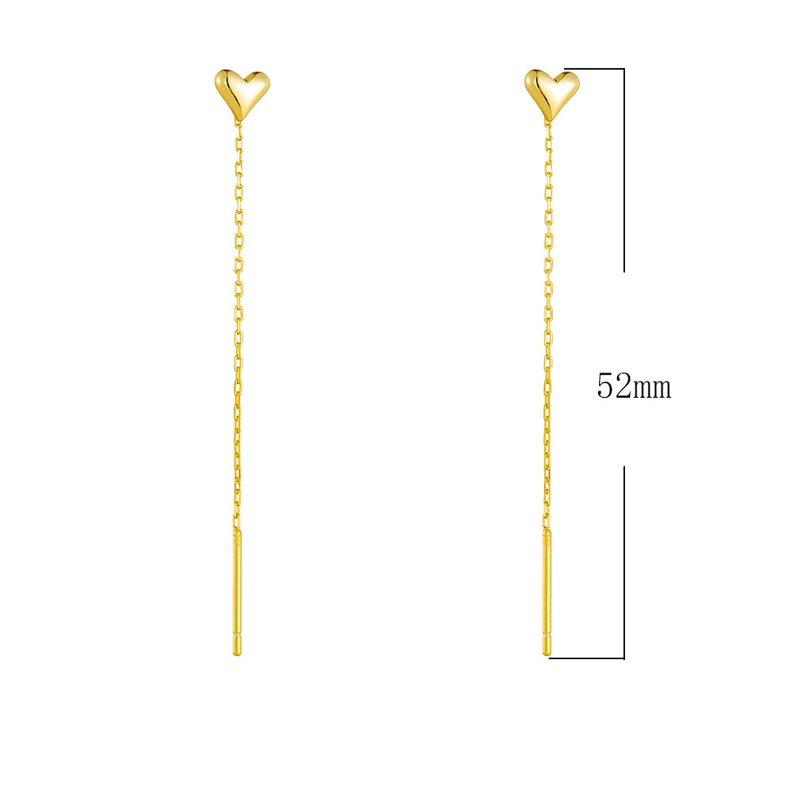 Durchzieher Ohrringe Gold 750 585 375 Damen, Ohrhänger Durchzieher Herz mit Lange Kette Hochzeit Ohrringe Allergiefrei für Frauen