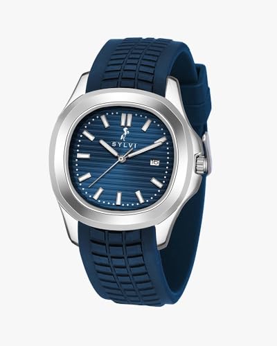 Image of Sylvi Urbanic Men's Analog Watch with Date Display, Silicone Strap, Water Resistant