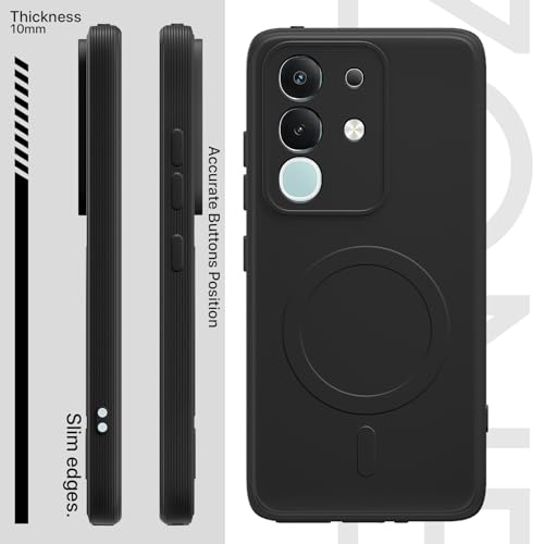 Image of Pikkme Back Cover for Vivo T4x 5G / iQoo Z10x 5G / Vivo Y31 Pro 5G Soft Matte Silicone Mag-Safe Design (Mag-Safe Not Support) Camera Protection | Slim Fit Bumper Cover (Black)