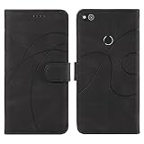  nancencen Custodia in pelle per Huawei P8 Lite 2017 / P9 Lite 2017, ultra sottile antiurto [protezione magnetica] [cavalletto] Premium custodia per telefono TPU Bumper Flip Case, Nero