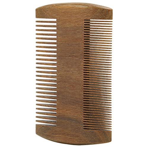 Jimdary Peine para bigote, peine de madera para barba, alisador de cabello, agarre cómodo, doble cara, tamaño compacto para hombres, para uso diario