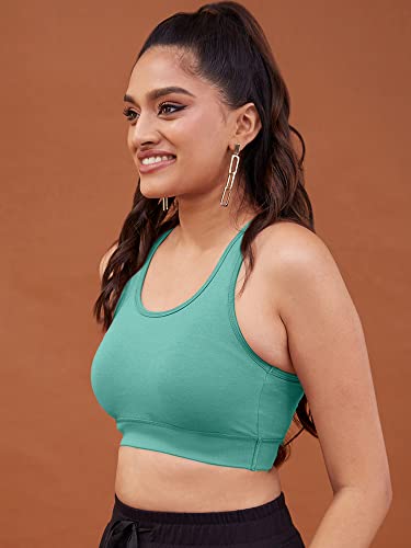 Image of NYKD Women's Everyday Cotton Padded Sports Bra for Gym /Running /Workout Full Support | Removable Pads | Wirefree | Full Coverage | Stretchable - NYK059