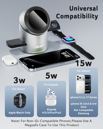 Acer Prime 3-in-1 MagSafe Wireless Charging Station (for iPhone, Apple Watch, AirPods) - image 3