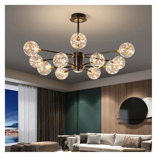 Lustre de plafond à LED 3 couleurs éclairage modulable pour grand salon chic