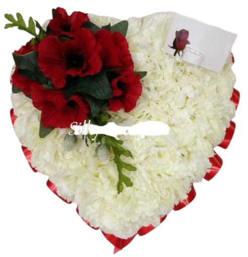 Remembrance Day Poppy Wreath - Artificial Silk Flower Heart Tribute for Remembrance Sunday | Customizable Size | 10% Donated to the Royal British Legion
