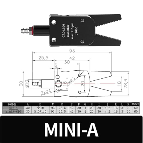 Pinza neumática robótica con sensor de cilindro de aire Mini-A-CH, 1 pieza 4