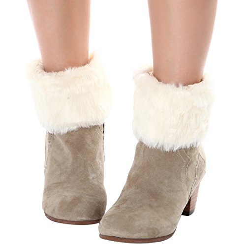 Image of Womens Fur Trim Boot Cuff Top Cover Leg Warmers