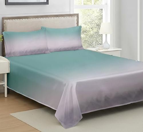 Image of Premium 7D Printed King Size Bedsheet Set with Pillow Covers Soft Cotton Blend Double Bedsheet for Home (Pillow Covers :18x28 inches Bedsheet :90x100 Green, Lavendar)