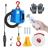 BeiJiGuang 3 in 1 Electric Hoist Winch 1100LBS, 110V Portable Electric Hoist with Wireless Remote Control, Cable Remote Control, Cable Lenght 7.6M, Lift 16ft/min with Emergency Stop Switch