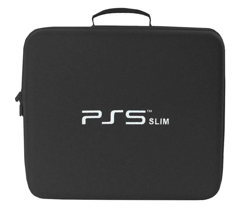 Image of TMG Storage Bag for PS-5(Slim), Carrying Case Portable Waterproof Shockproof Nylon Fabric Bag Fits for PS-5 (Slim) Travel Bag, Hard Shell Larger Capacity Case Black
