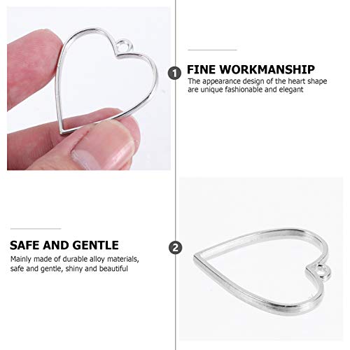 EXCEART 20Pcs Abrir Moldura Encantos Do Coração DIY Oco Out Em Forma de Coração Moldura Bandeja Ping