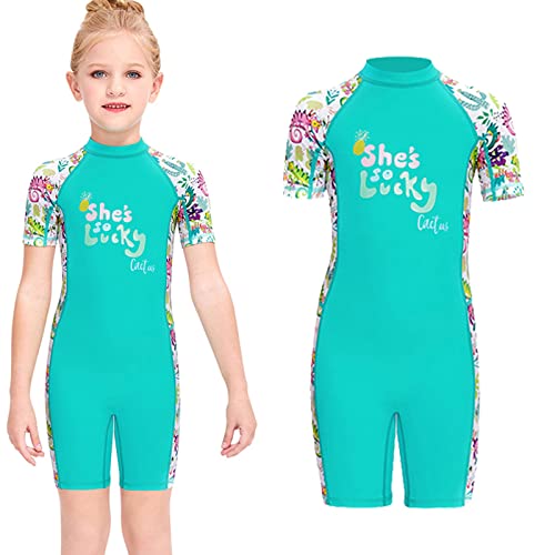 YIJU UPF 50+ Maiô infantil de uma peça com zíper surfe mergulho roupa de banho rash guarda meninas m