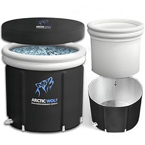 Arctic Wolf Recovery – Koud dompelbad, 2024 Premium koudwatertherapiebad voor herstel, wellness, atleten. Polar Plunge Ice Bathtub, Outdoor Opvouwbare Opblaasbare Draagbare Ijsbad, Zwart