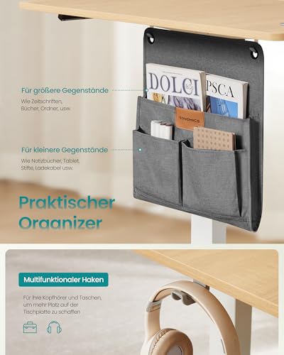 SONGMICS Höhenverstellbarer Schreibtisch elektrisch, 180 x 80 cm, Memory-Funktion mit 4 Höhen, USB-C-Anschluss, goldeichenfarben LSD138YA01