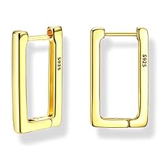 Gold Rectangle Huggie Hoop Earrings