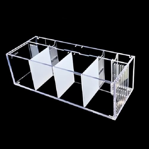 Dearollingベタ水槽 アクリル仕切り 小魚 給水不要 ポンプ式フィルター付き ベタ 大容量生態系 交換簡単 オフィス リビング インテリア 観賞用 (四コマ基礎【水槽本体+隔離板】,a)