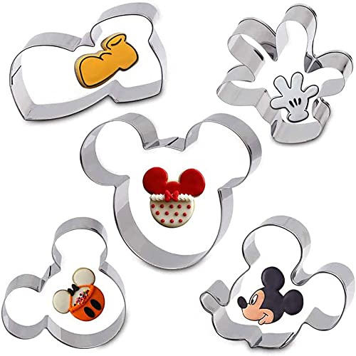 Cookie Knife Mickey Themed Cookie Moulds 5 Pieces - Mickey Mouse Sandwich Cartoon Cookie Knife Shape Cookie Mould, Kids Fondant Knife Baking Mould For Cake Sandwich Vegetables And Fruits, #TOP9